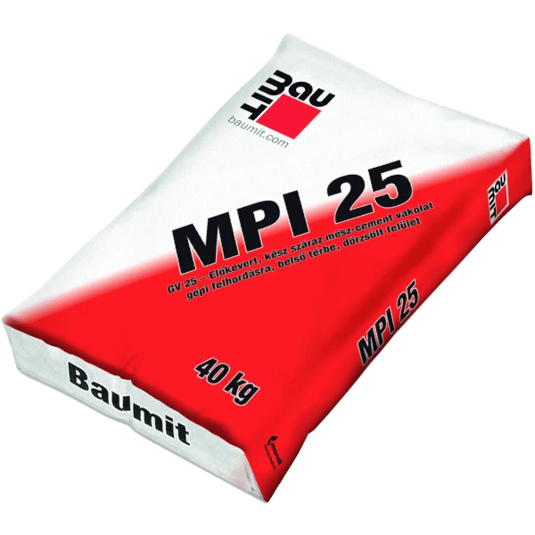 Baumit MPI GV 25 belső gépi vakolat 40kg 35zs/# - Vakolat, csemperagasztó, habarcs, cement, szilikon